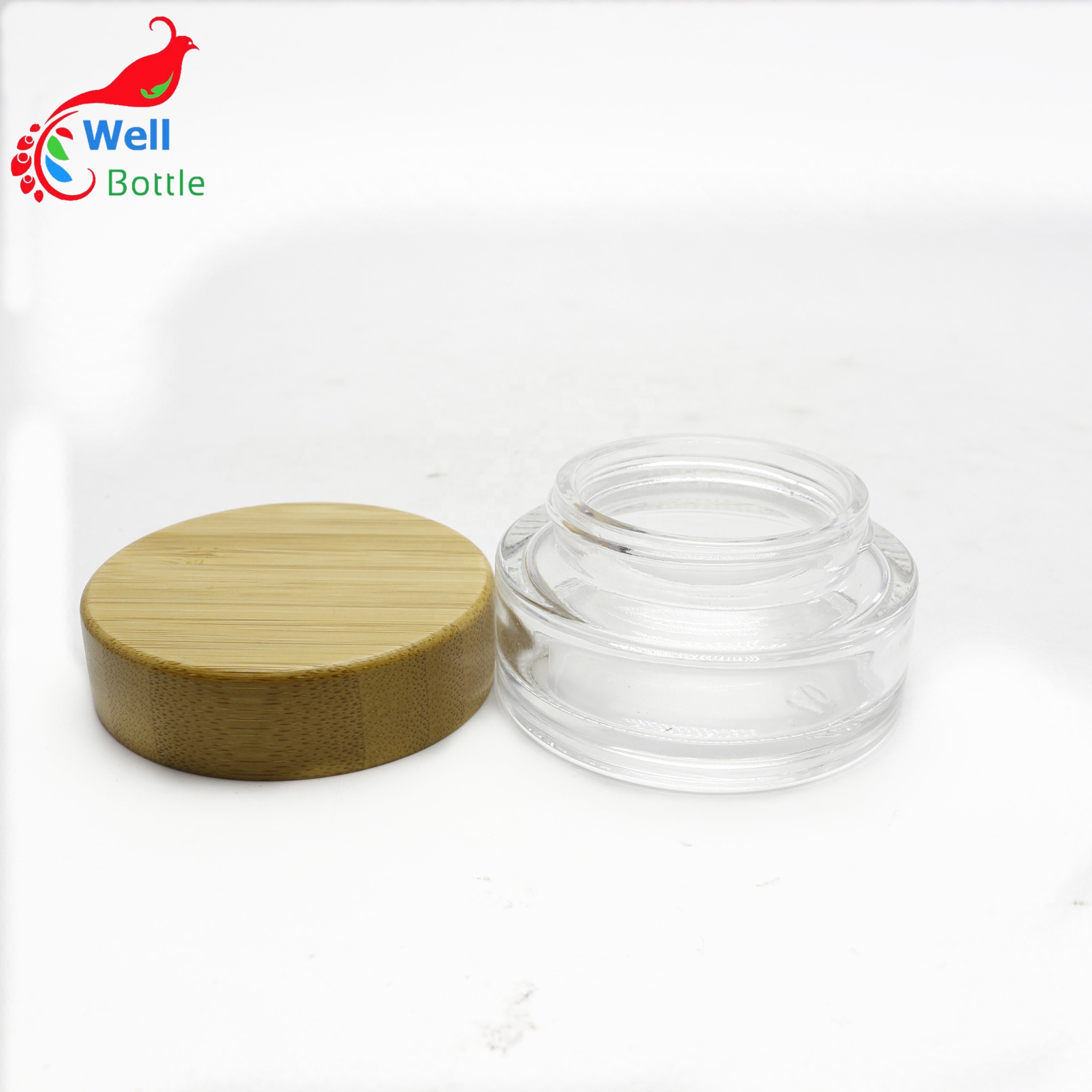 Hot sale empty glass jar with bamboo screw cap BJ-005RL