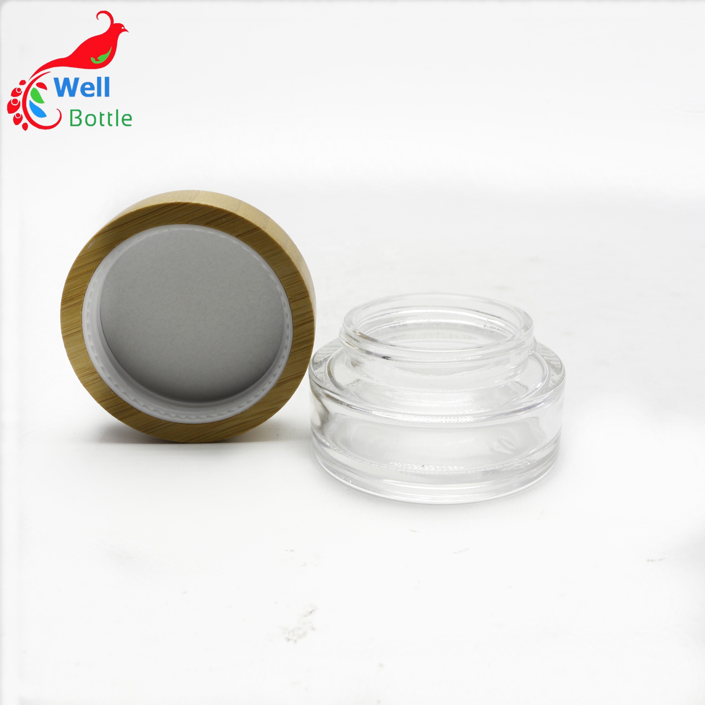 Hot sale empty glass jar with bamboo screw cap BJ-005RL