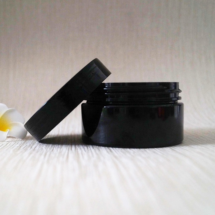 Hot sale empty large plastic cosmetic container 500g pet jar black with lids