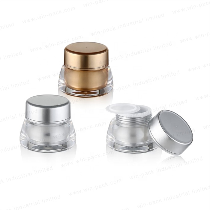 Hot sale empty pot face cream jar containers 7g travel acrylic jars for lotion wholesale with silver or gold color