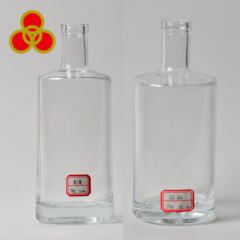 Hot sale empty round glass gin/rum/tequila/whiskey bottle 750ml