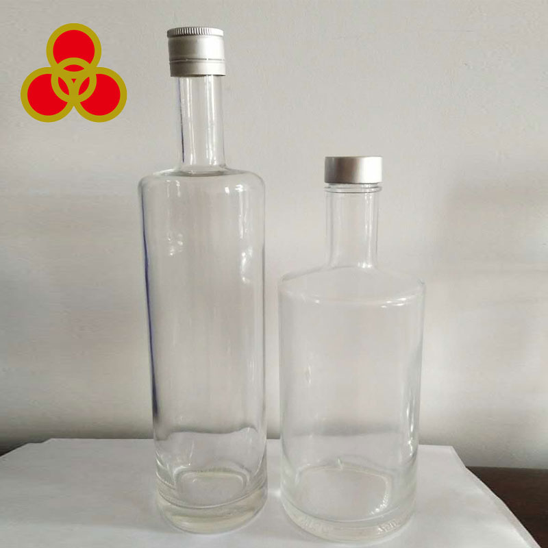 Hot sale empty round glass gin/rum/tequila/whiskey bottle 750ml