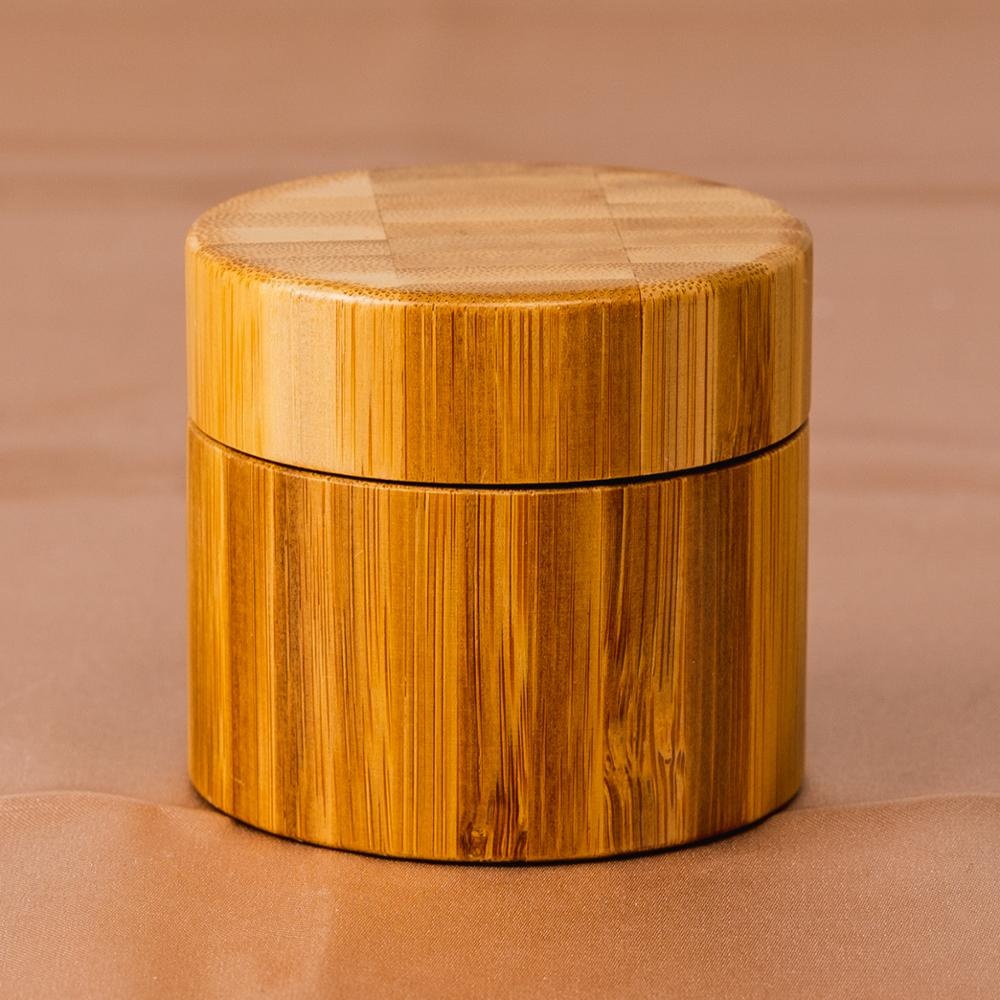 Hot sale environmental protection customized logo 50g blank matte cream wooden bamboo cover glass cosmetic jar