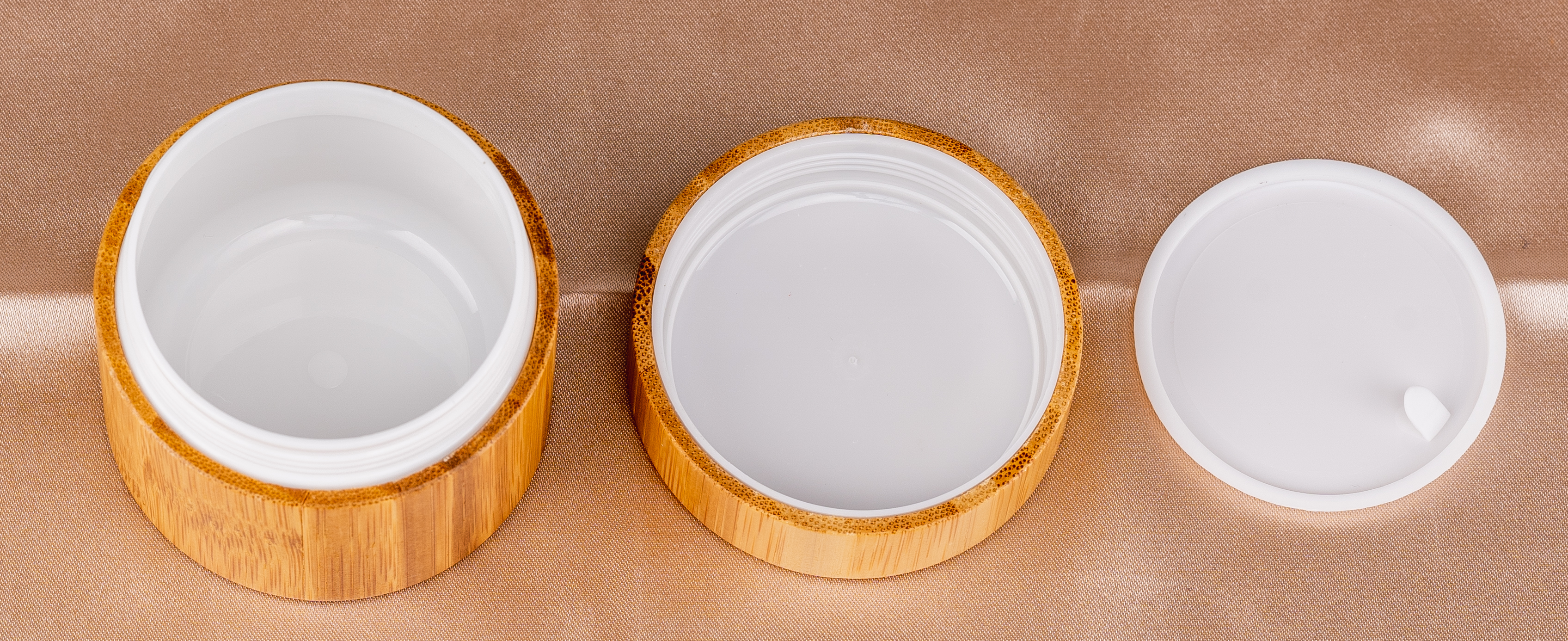 Hot sale environmental protection customized logo 50g blank matte cream wooden bamboo cover glass cosmetic jar