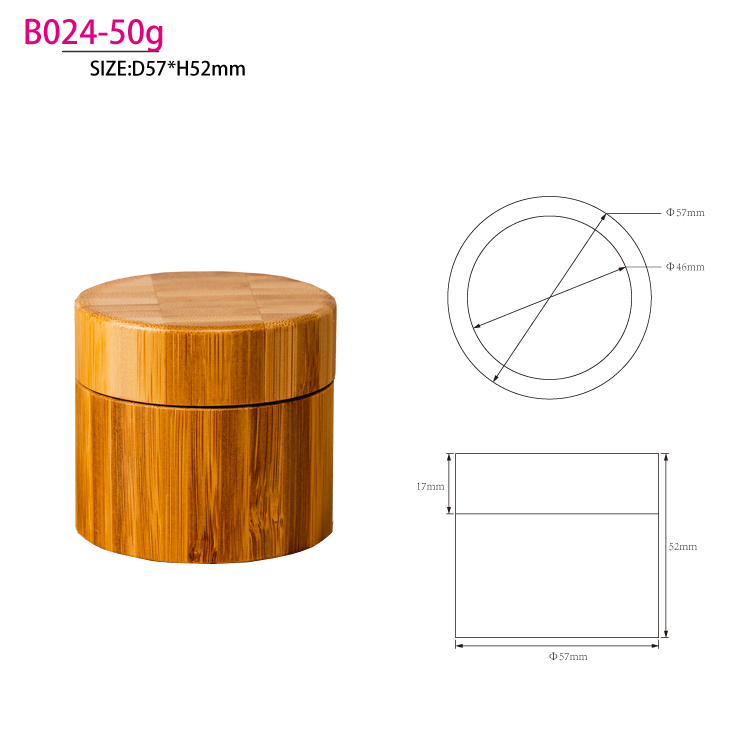 Hot sale environmental protection customized logo 50g blank matte cream wooden bamboo cover glass cosmetic jar