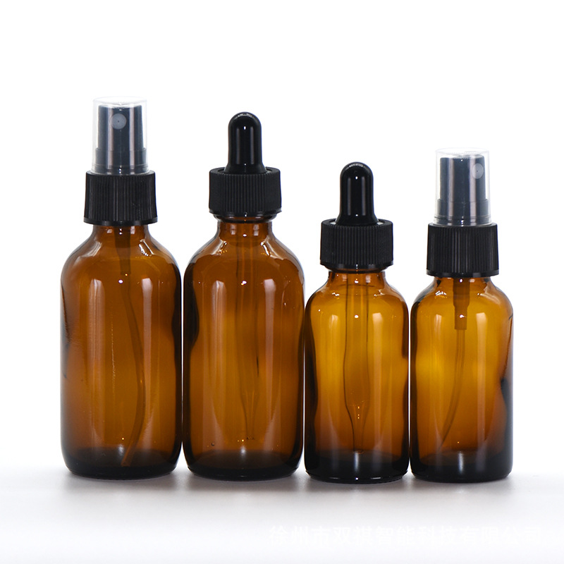 Hot sale essential oil 30ml amber round boston glass dropper bottle
