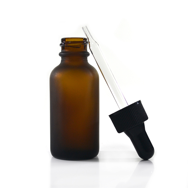 Hot sale essential oil e liquid 1 oz 30ml amber round boston glass dropper bottle