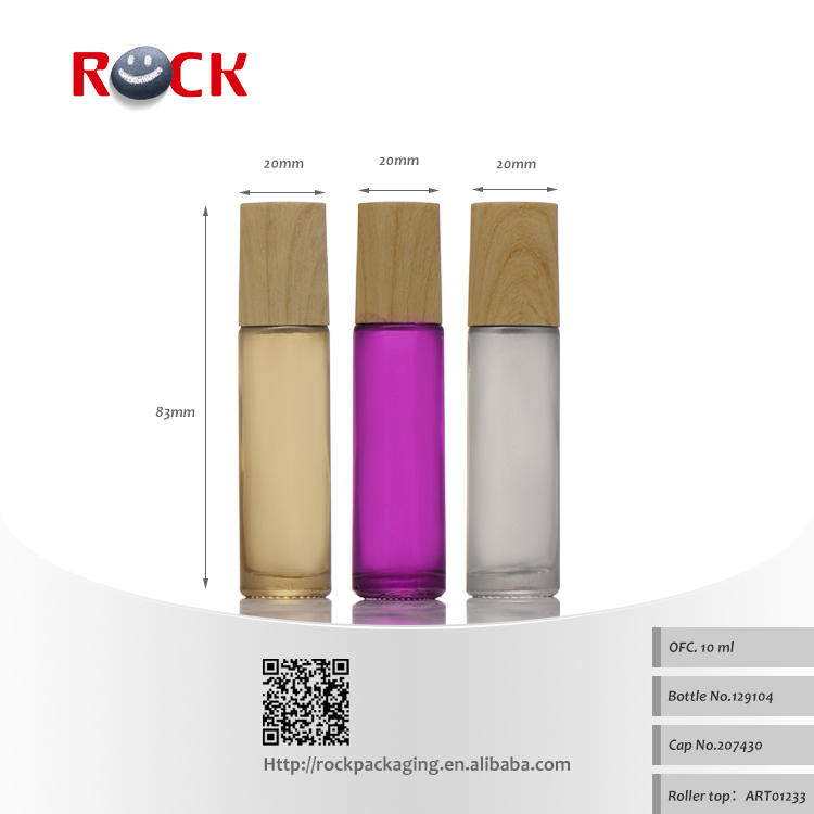 Hot sale fancy bamboo essential oil 10ml roller on glass bottle
