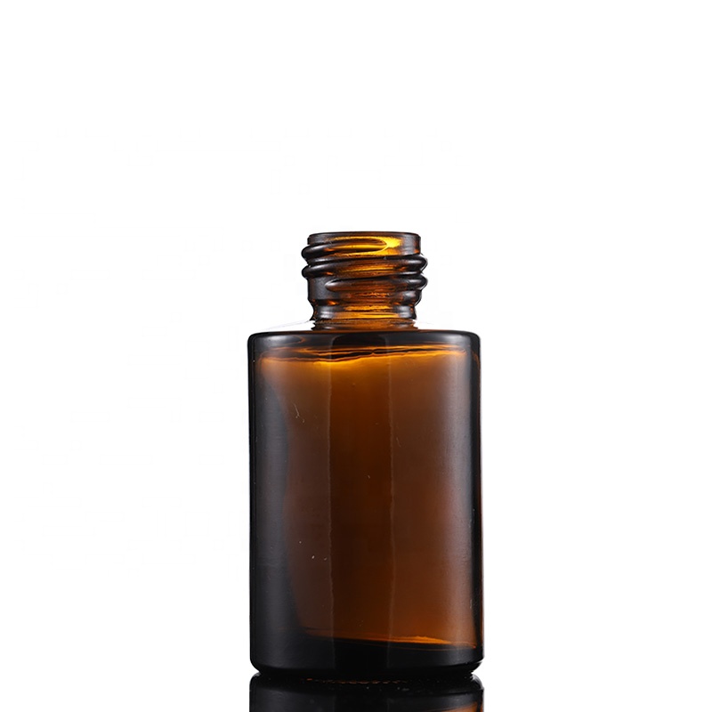 Hot sale flat shoulder amber bottles 30 ml amber glass dropper bottle with white dropper for essence essential oil