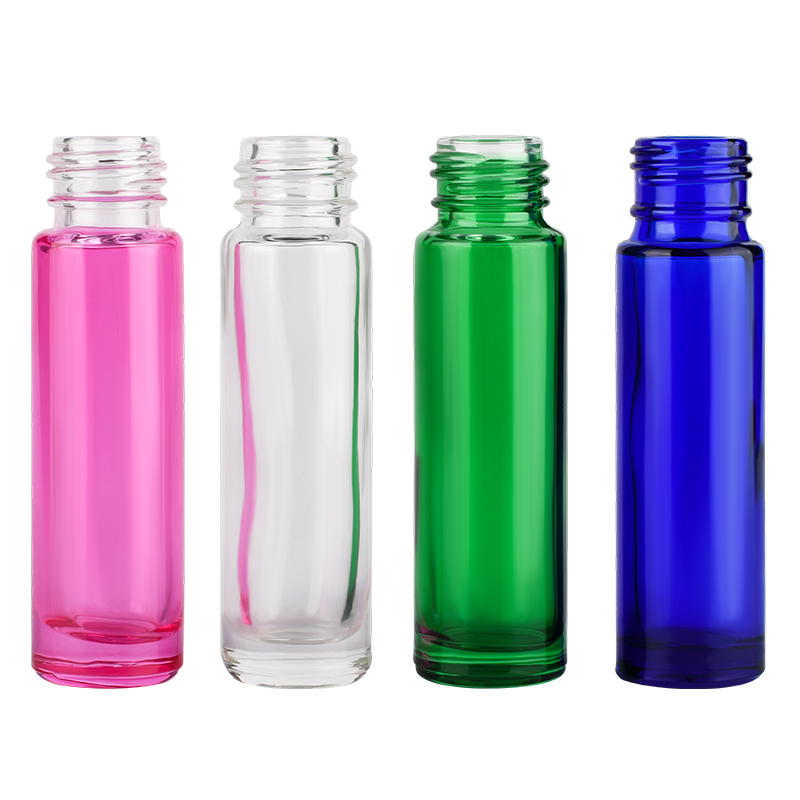 Hot sale frosted amber pink black red blue 4ml 6ml 8ml10ml glass roller bottle with bamboo lid