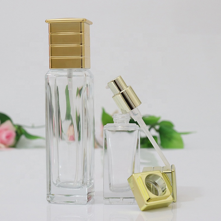 Hot sale glass cosmetic bottle set, glass cosmetic bottle and jars for personal skin care packaging
