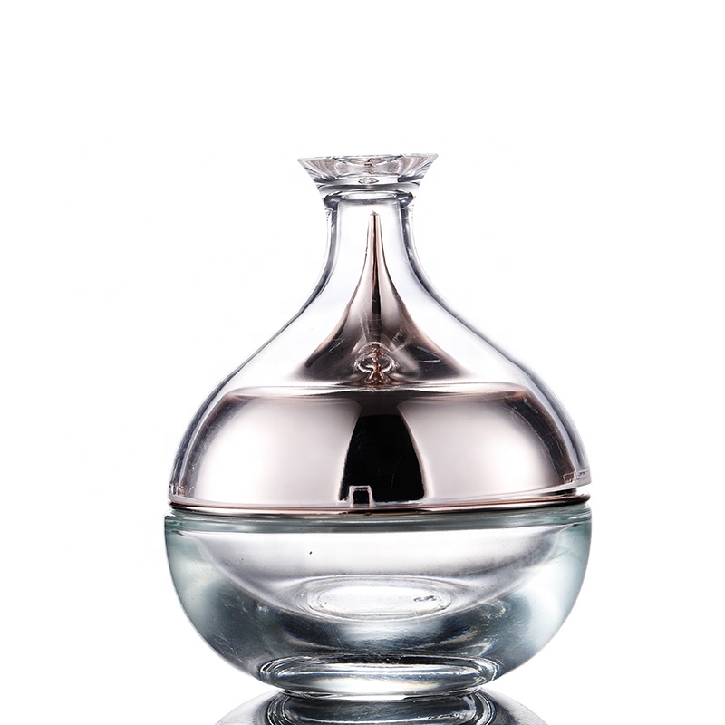 Hot sale glass cosmetic jar packaging 30g 50g transparent glass cream jar translucent glass jar 50g with unique shape cap