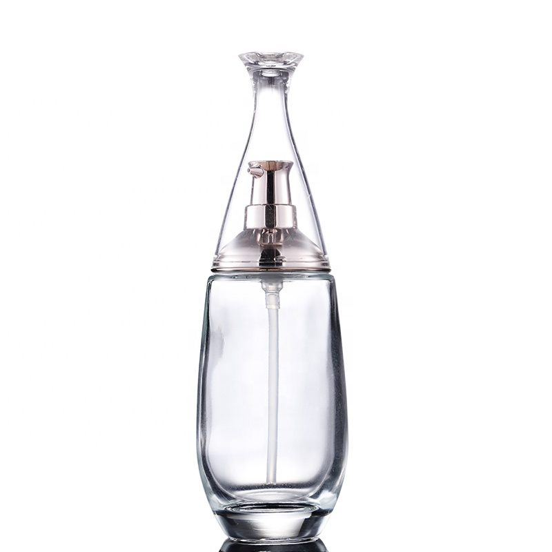 Hot sale glass cosmetic jar packaging 30g 50g transparent glass cream jar translucent glass jar 50g with unique shape cap