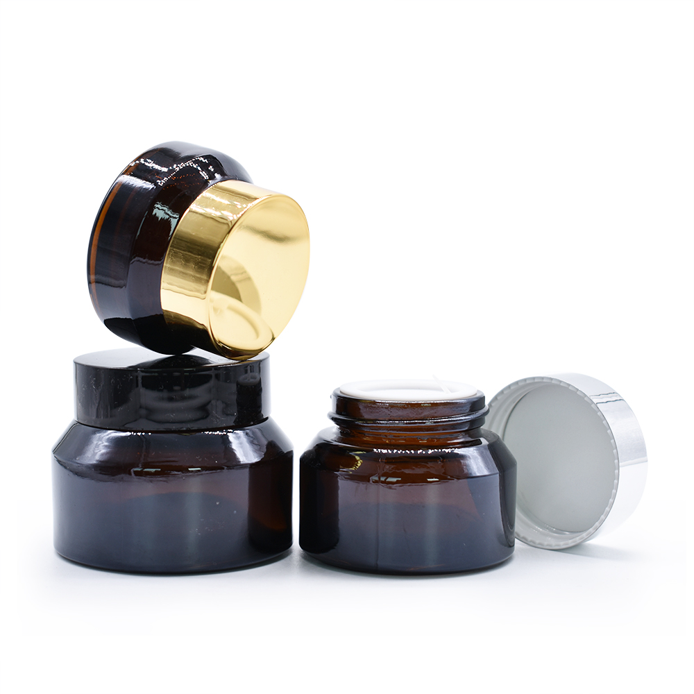 Hot sale glass jars with aluminum lids 30g 50g 100g clear glass cream jars