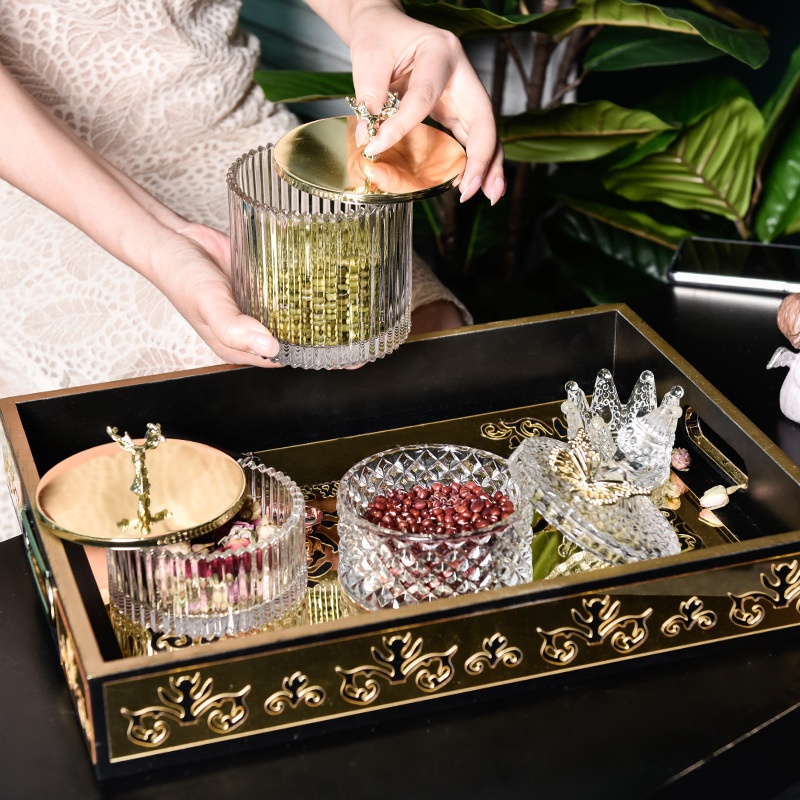 Hot sale gold delicate weding candles jewellery storage embossed glass jars