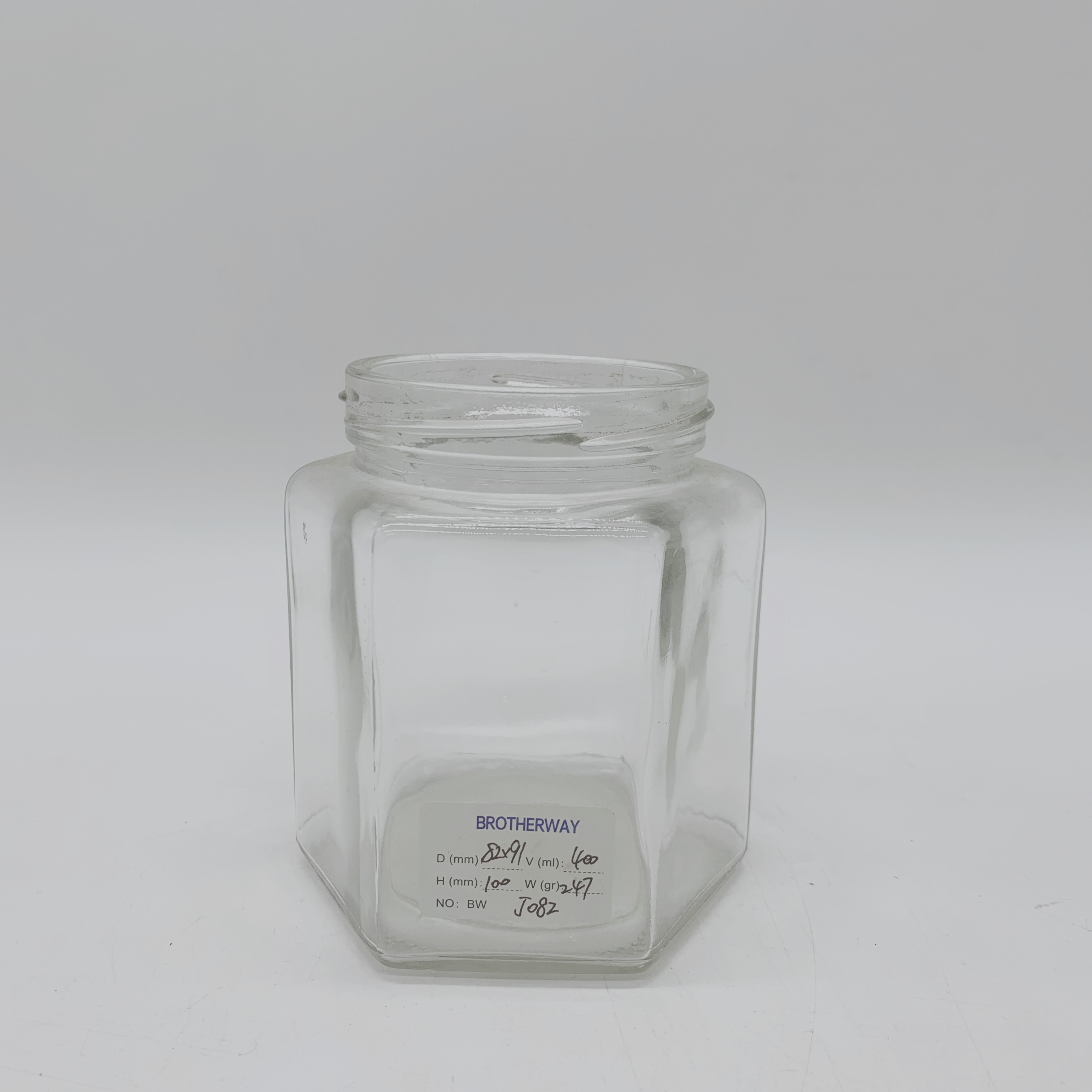 Hot sale high quality Hexagon glass honey jars with Metal Lid