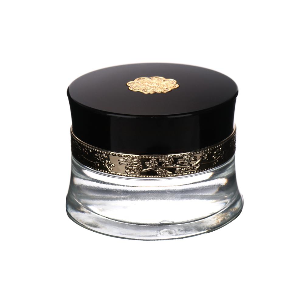 Hot sale high quality clear square 40g 60g cream bottle luxury cosmetic packaging empty glass jar cosmetic bottle