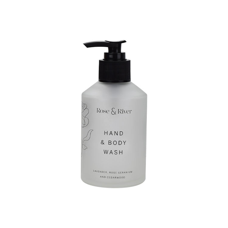 Hot sale large size cosmetic packaging bottle 120ml 200ml hand soap dispenser pump frosted glass bottles
