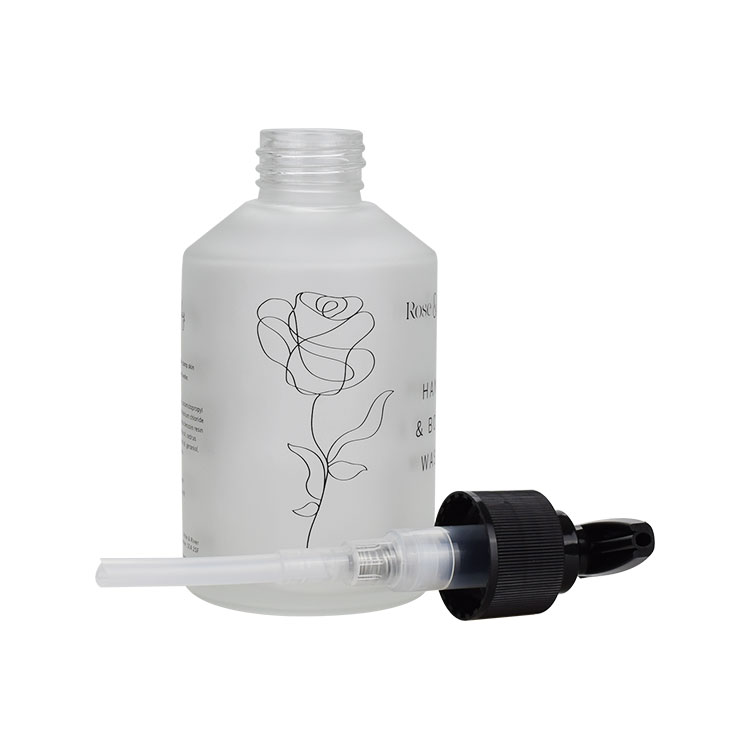 Hot sale large size cosmetic packaging bottle 120ml 200ml hand soap dispenser pump frosted glass bottles