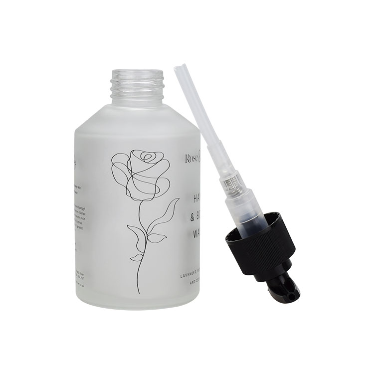 Hot sale large size cosmetic packaging bottle 120ml 200ml hand soap dispenser pump frosted glass bottles