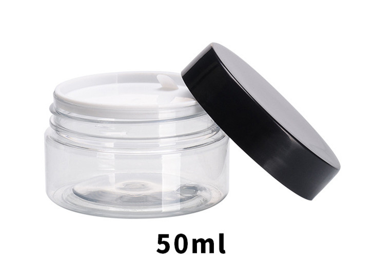 Hot sale light black 30ml 40ml 50ml 60m 80ml PET clear cream jar face mask cream box