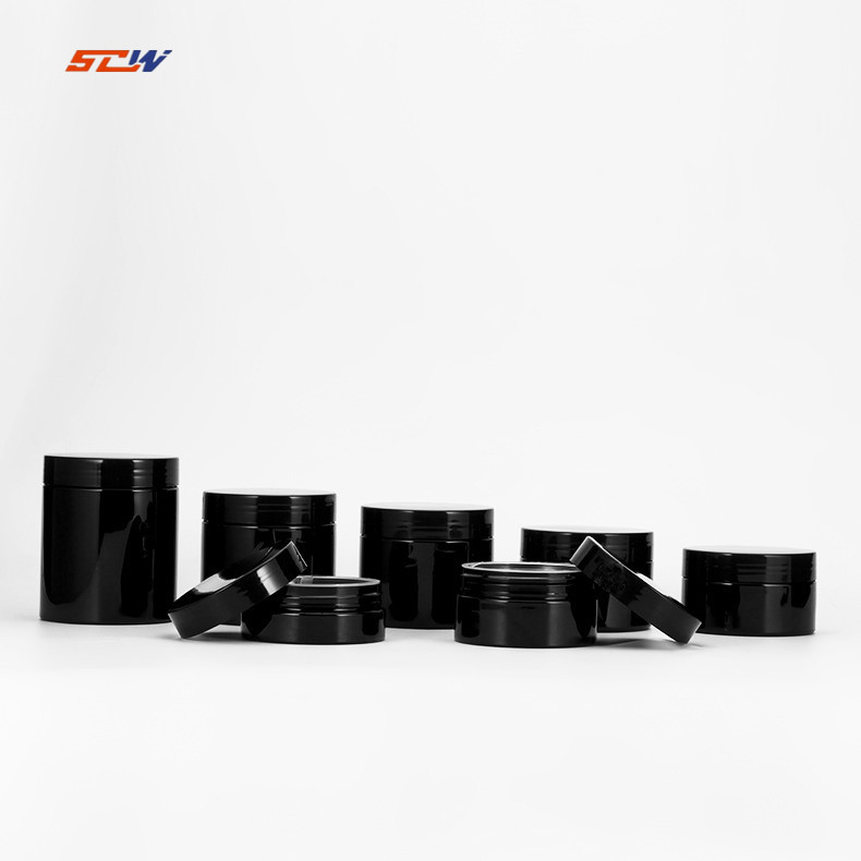Hot sale light black 50ml 80ml 100ml 120ml 150ml 180ml 200ml 250ml PET cream jar face mask cream box