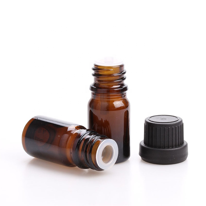 Hot sale luxury 10Ml 15Ml Cosmetic Amber glass essential oil bottle with europe dropper cap