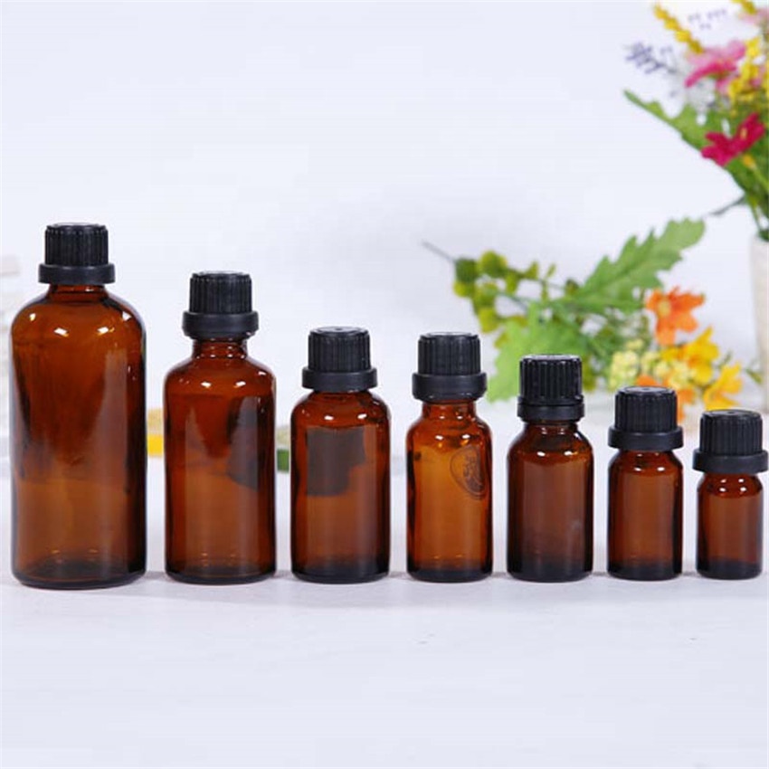 Hot sale luxury 10Ml 15Ml Cosmetic Amber glass essential oil bottle with europe dropper cap
