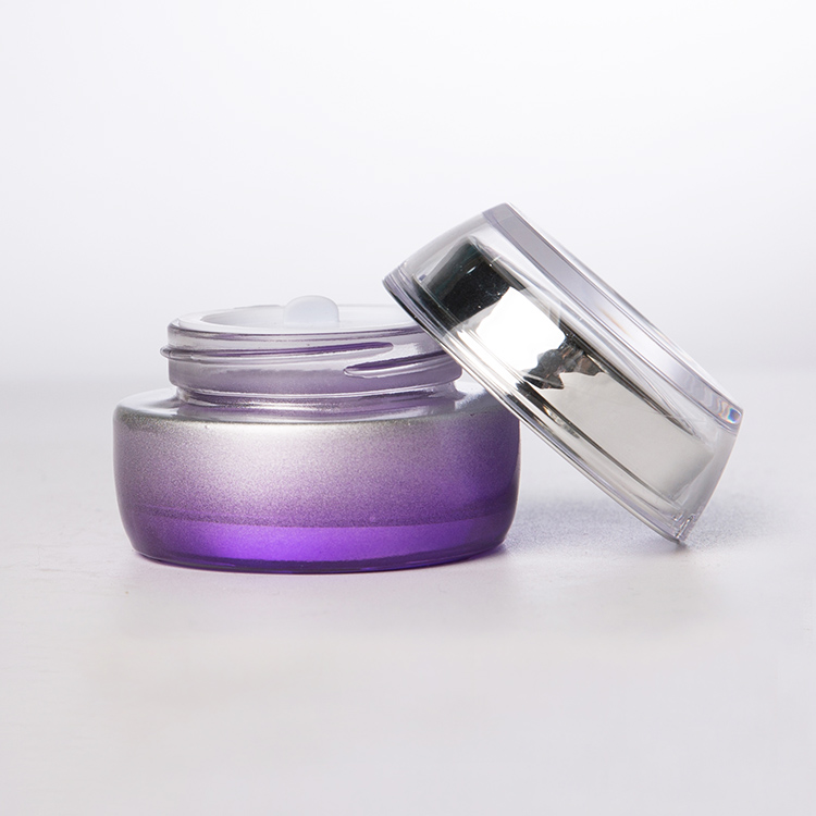 Hot sale luxury cosmetic packaging 30g 50g purple glass uv gel jar for skin care