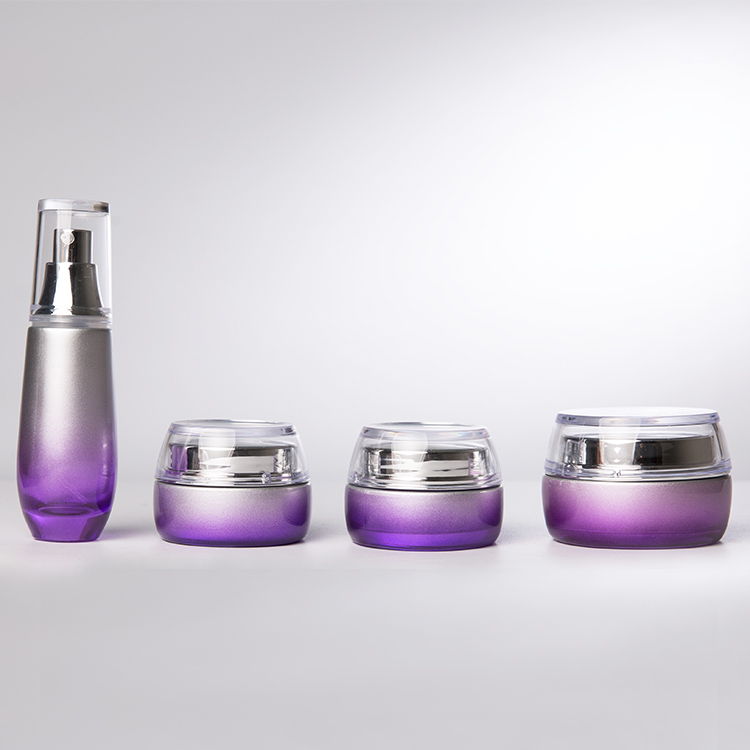 Hot sale luxury cosmetic packaging 30g 50g purple glass uv gel jar for skin care