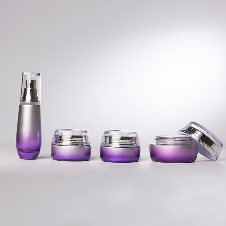 Hot sale luxury cosmetic packaging 30g 50g purple glass uv gel jar for skin care