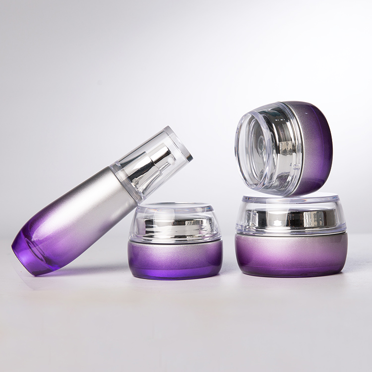 Hot sale luxury cosmetic packaging 30g 50g purple glass uv gel jar for skin care