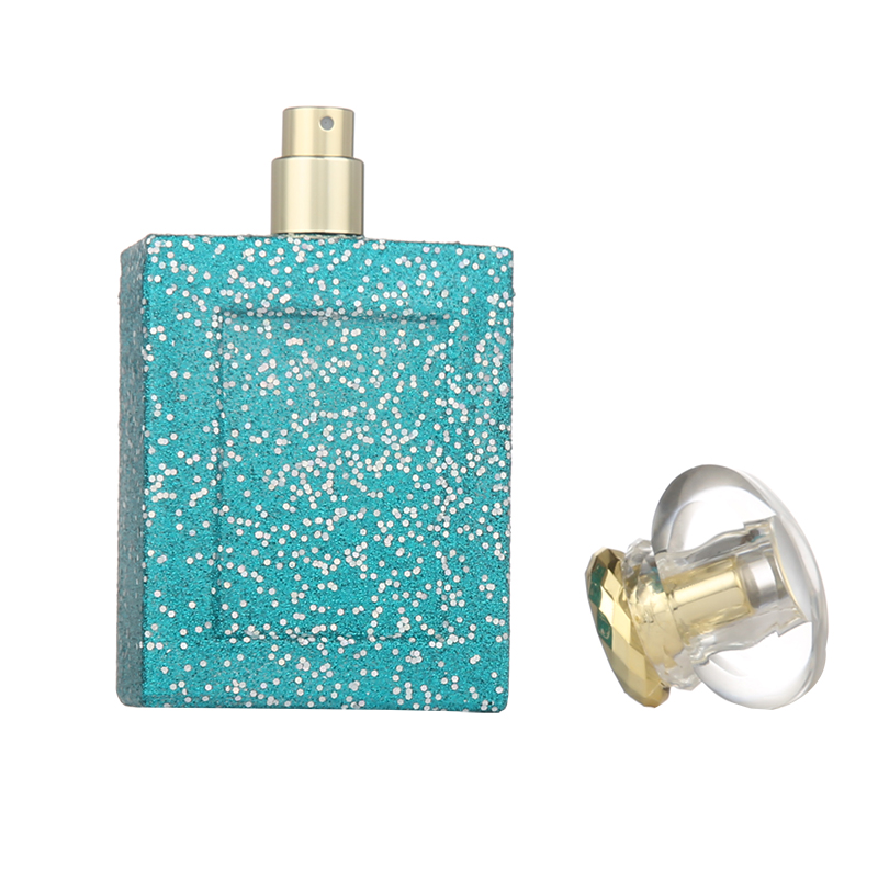 Hot sale luxury green empty square spray perfume glass bottle 100 ml