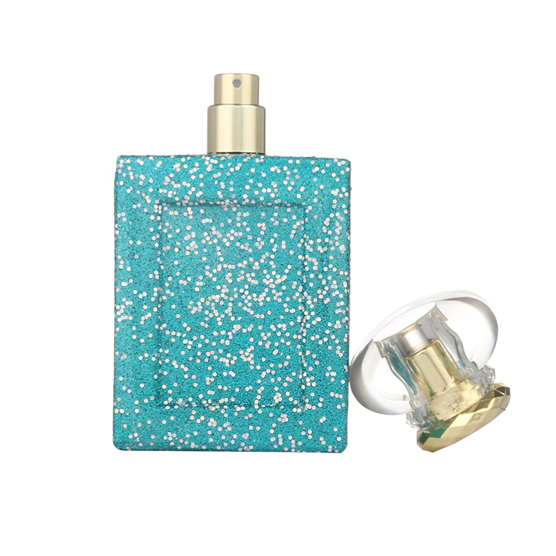 Hot sale luxury green empty square spray perfume glass bottle 100 ml