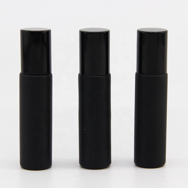 Hot sale matt black 10ml roller glass bottles for essential oil usage