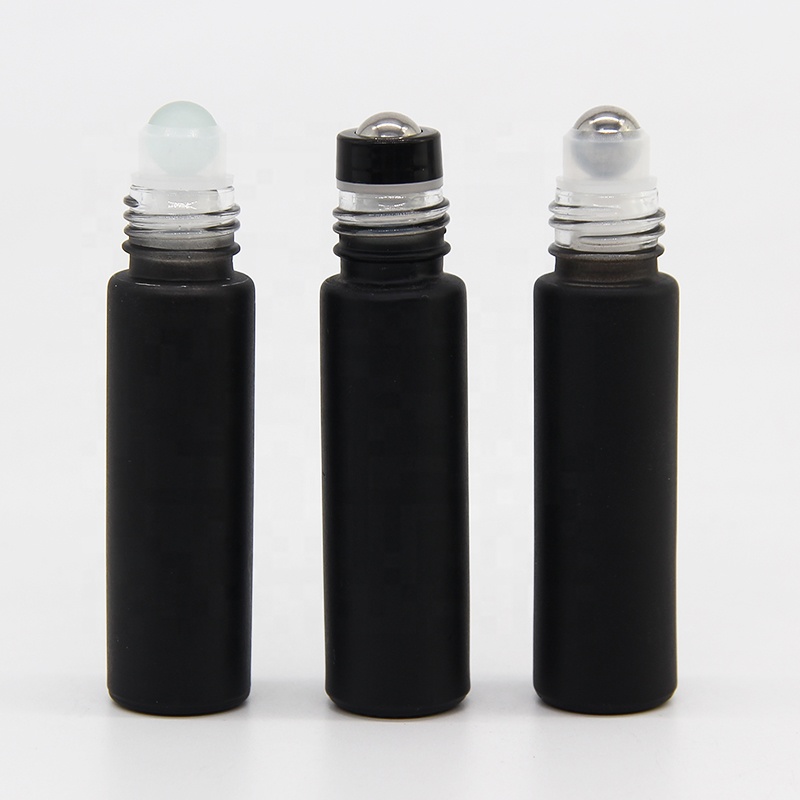 Hot sale matt black 10ml roller glass bottles for essential oil usage