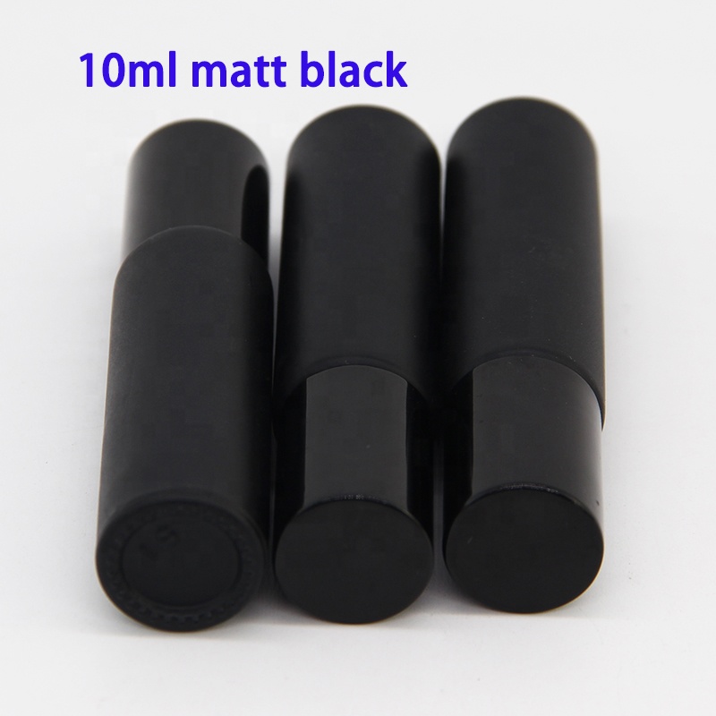 Hot sale matt black 10ml roller glass bottles for essential oil usage