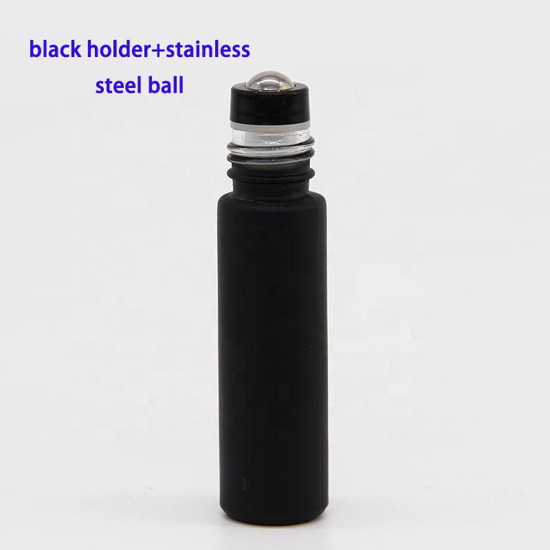 Hot sale matt black 10ml roller glass bottles for essential oil usage