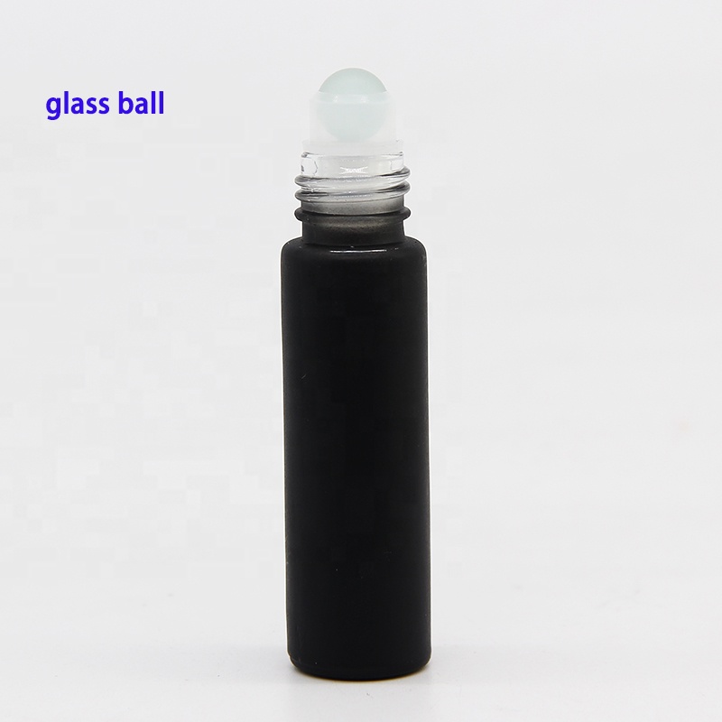 Hot sale matt black 10ml roller glass bottles for essential oil usage