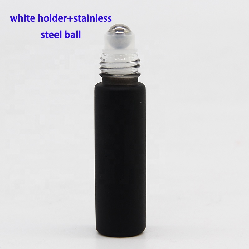 Hot sale matt black 10ml roller glass bottles for essential oil usage