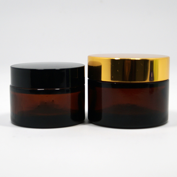 Hot sale matte amber brown glass jar cosmetic cream empty glass jar with lids 5g 10g 15g 30g 50g 100g