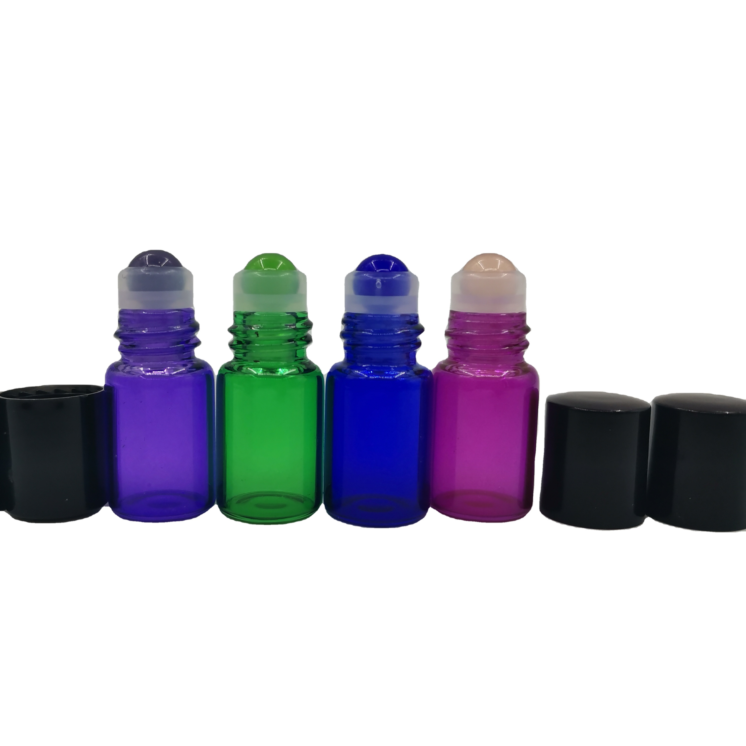 Hot sale mini 1ml 2ml 3ml  colourful glass roll on bottle with colourful glass ball roller