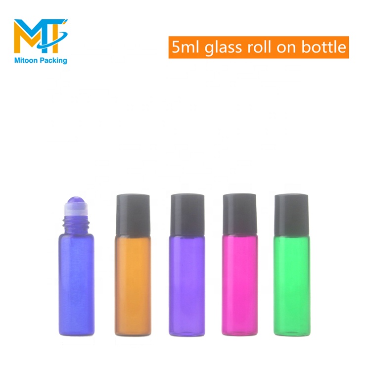 Hot sale mini 1ml 2ml 3ml colourful glass roll on bottle with colourful glass ball roller