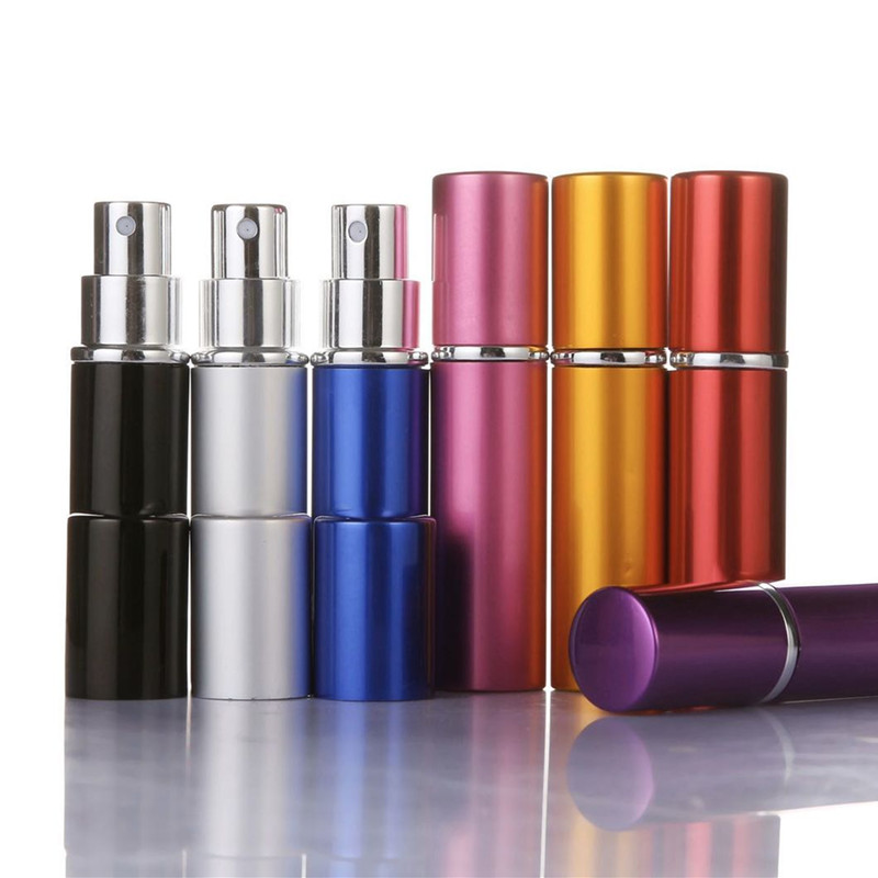 Hot sale mini travel pack 10 ml sliver round perfume sample cosmetics into small glass tank with aluminum oxide and spray