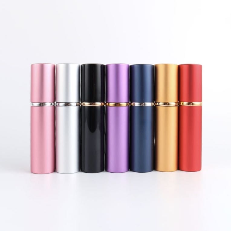 Hot sale mini travel pack 10 ml sliver round perfume sample cosmetics into small glass tank with aluminum oxide and spray