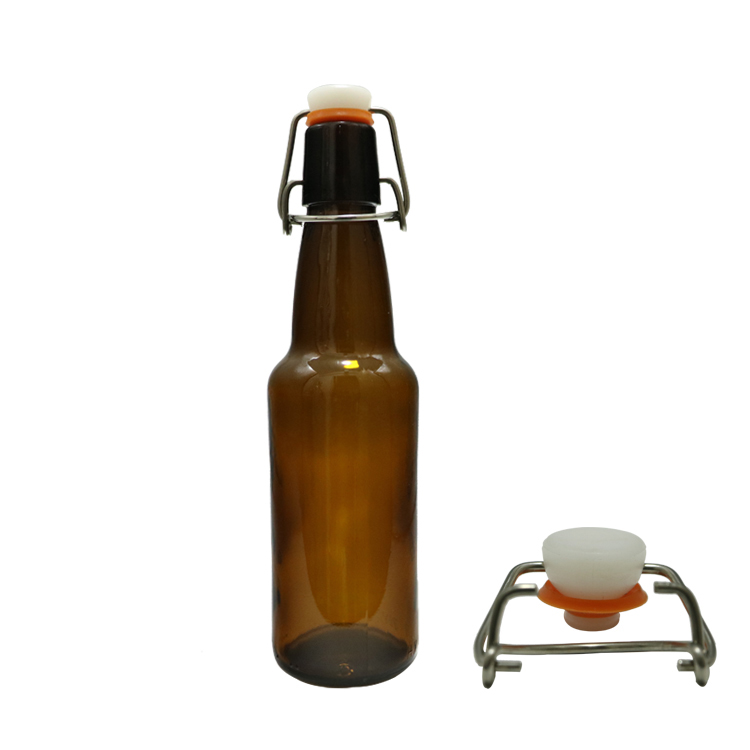 Hot sale new design 330ml beer glass bottle with swing top