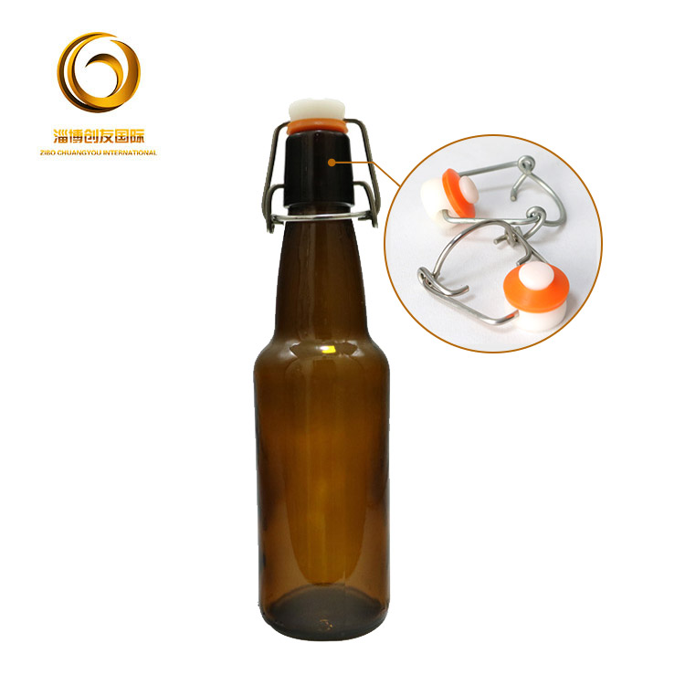 Hot sale new design 330ml beer glass bottle with swing top