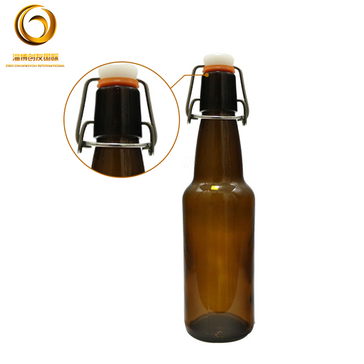 Hot sale new design 330ml beer glass bottle with swing top