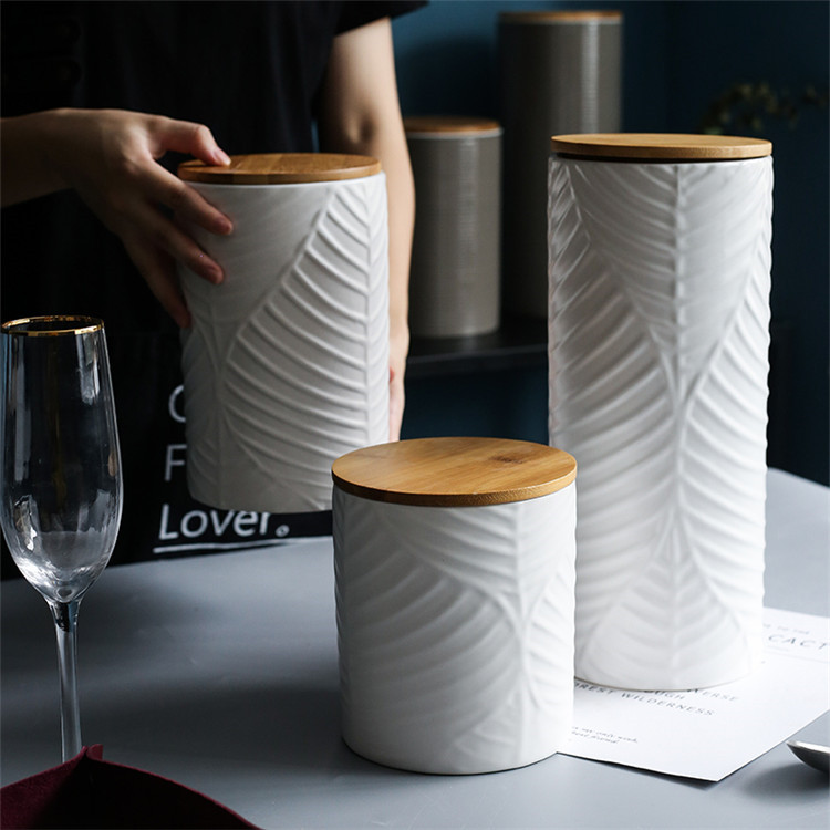 Hot sale new mould cylinder kitchen storage canisters jars / ceramic canister with lid