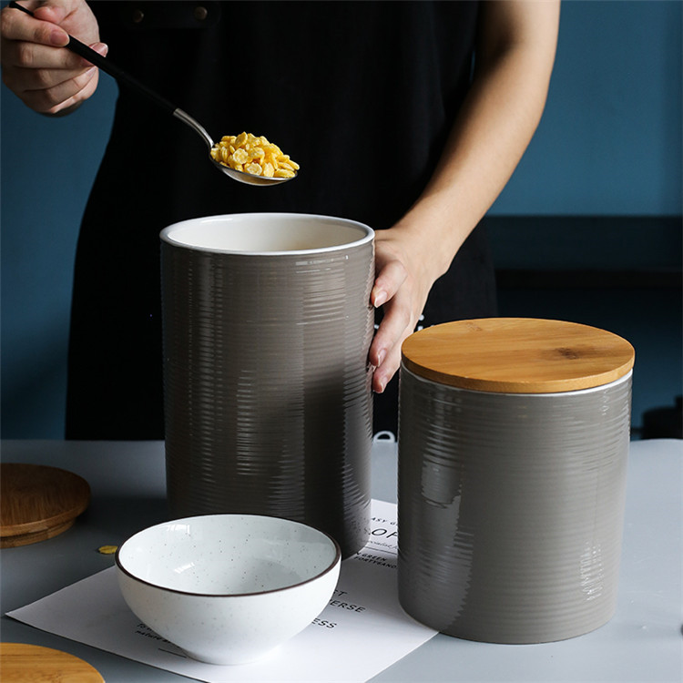 Hot sale new mould cylinder kitchen storage canisters jars / ceramic canister with lid